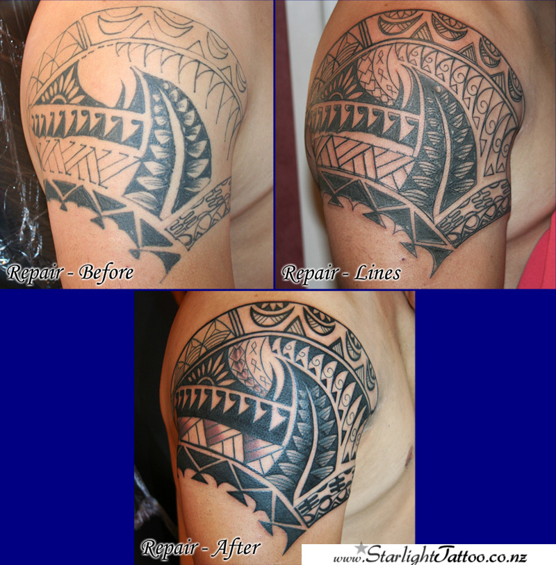 Pacific Island tattoo fix up