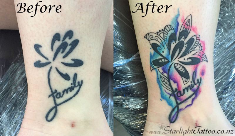 Watercolor tattoo cover up