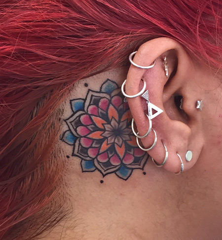 Mandala behind the ear