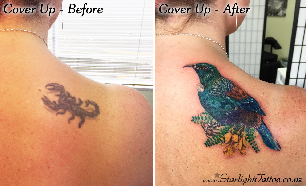 Tui tattoo cover up