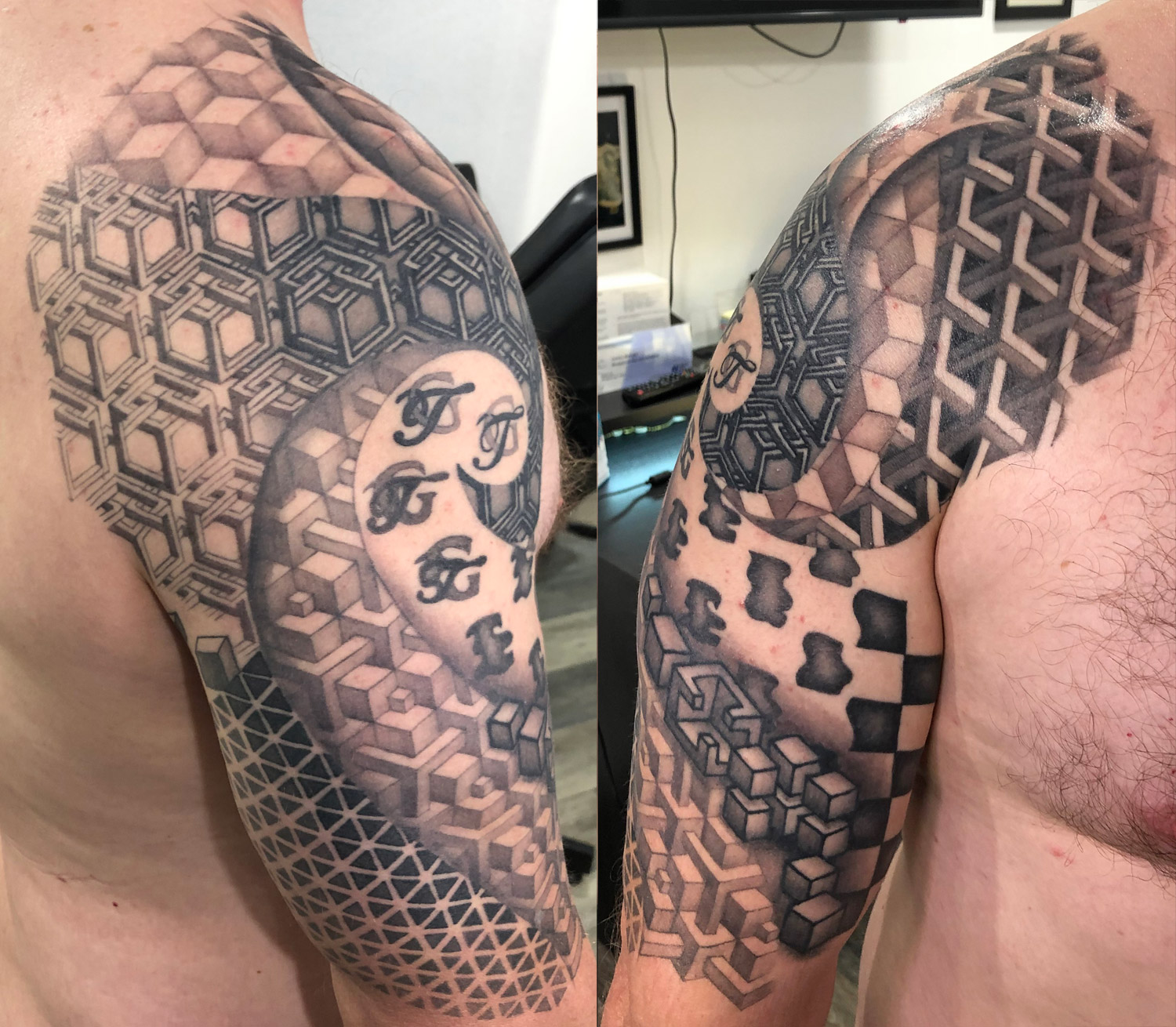 Black and grey geometric design