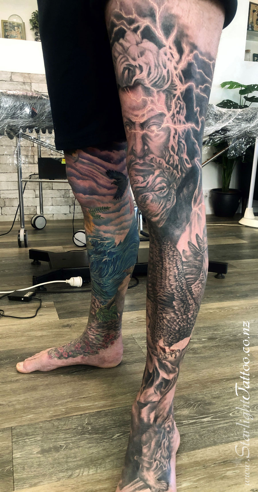 Olympian gods in blackwork tattoo - realism style Auckland
