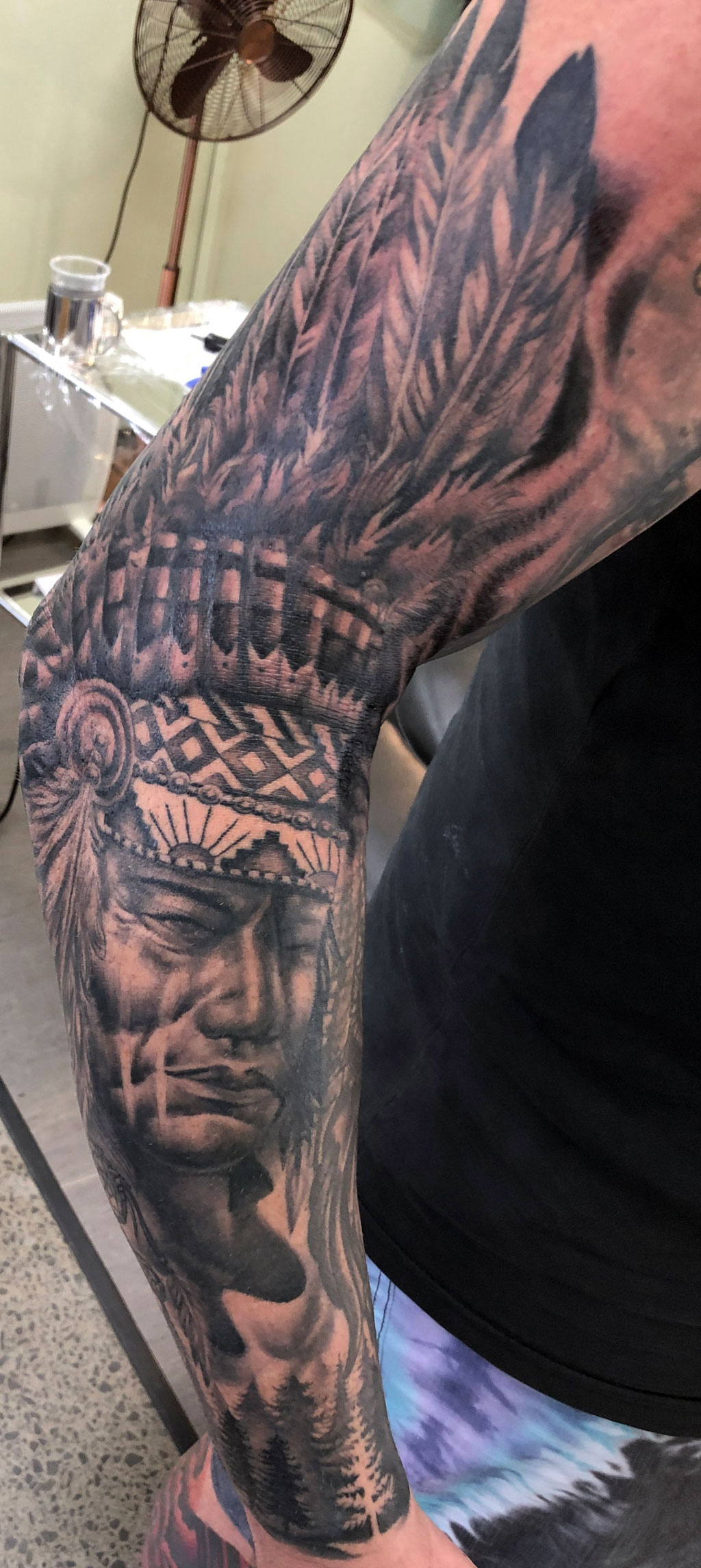 Black and grey realism portrait - Native American elder