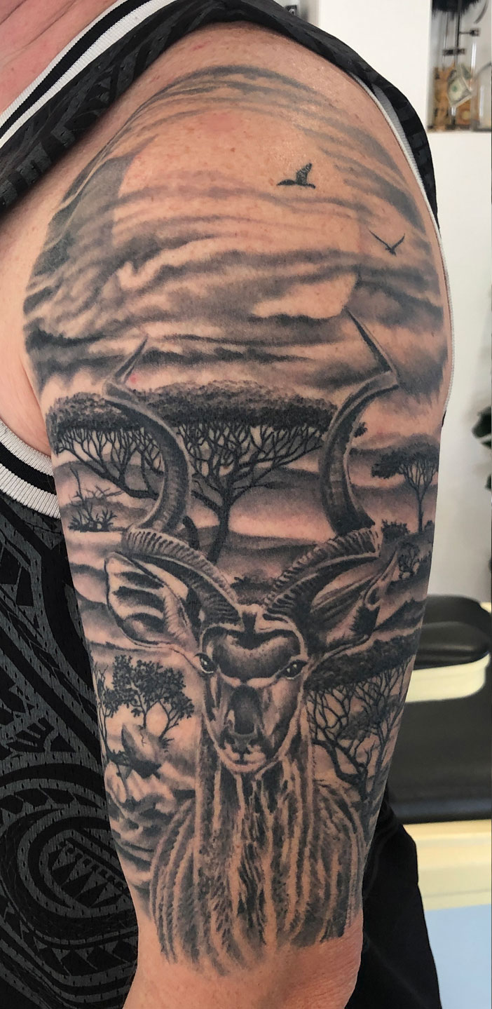 Zimbabwean tattoo - cultural design in grayscale