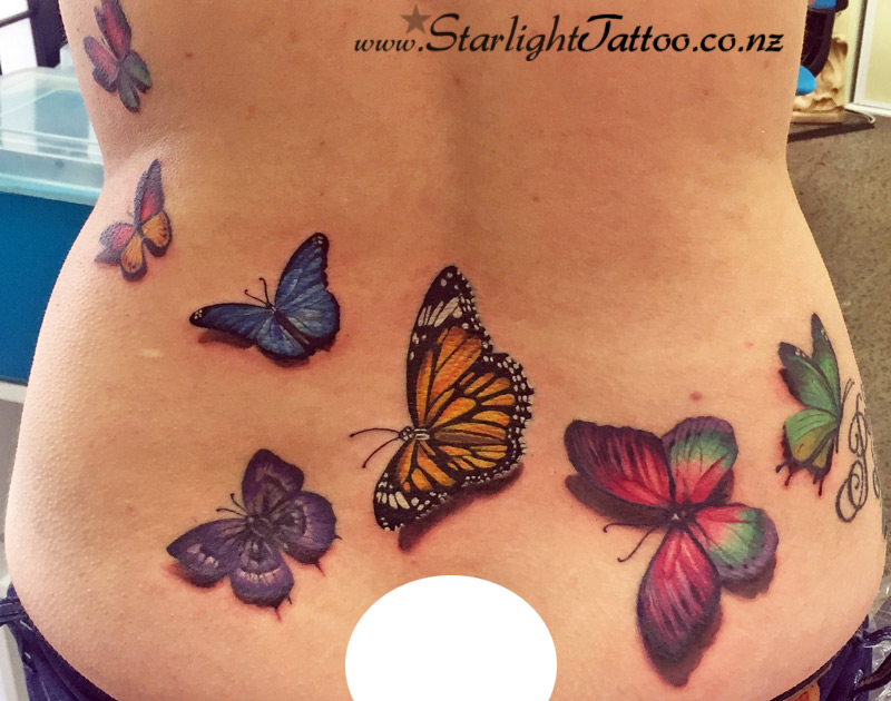 Artistic rendering of 3d butterflies - vibrant tattoo expression