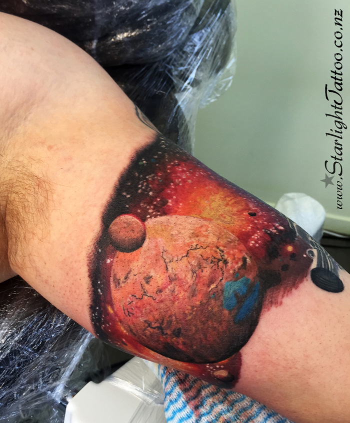 A vibrant depiction of a space scene