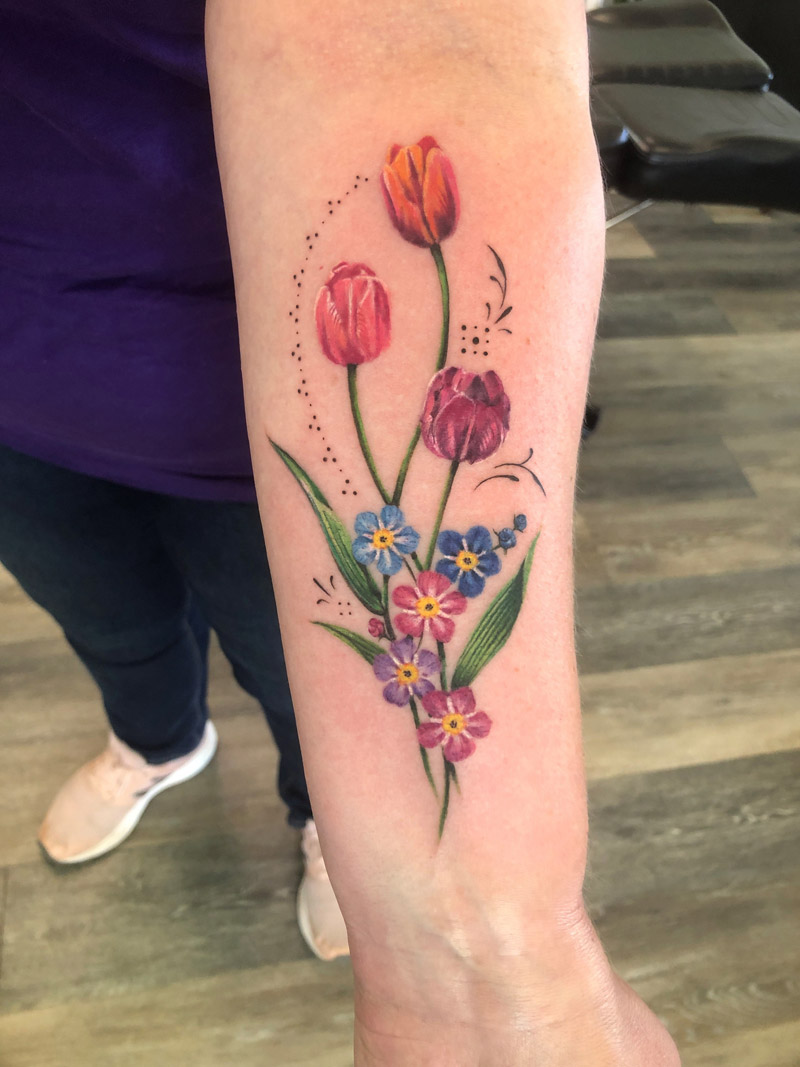 Tulips and forget-me-nots