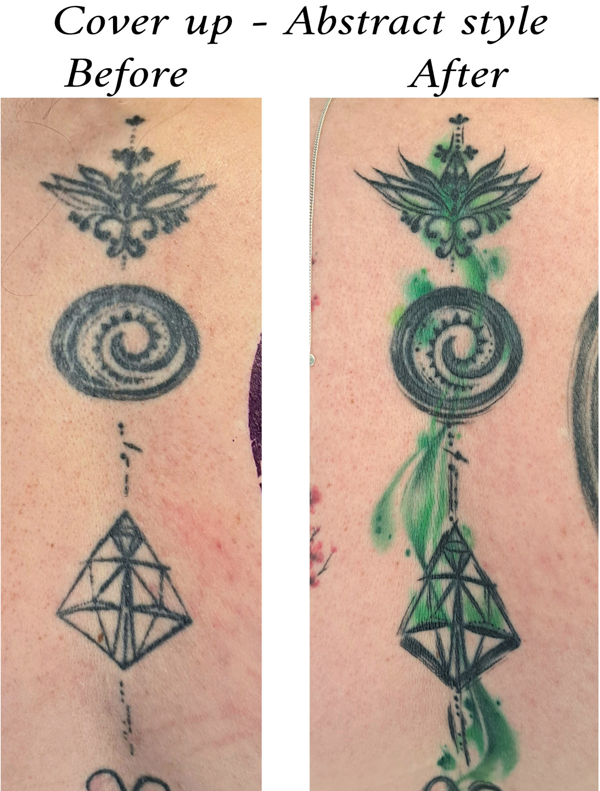 Watercolour and abstract cover up tattoo
