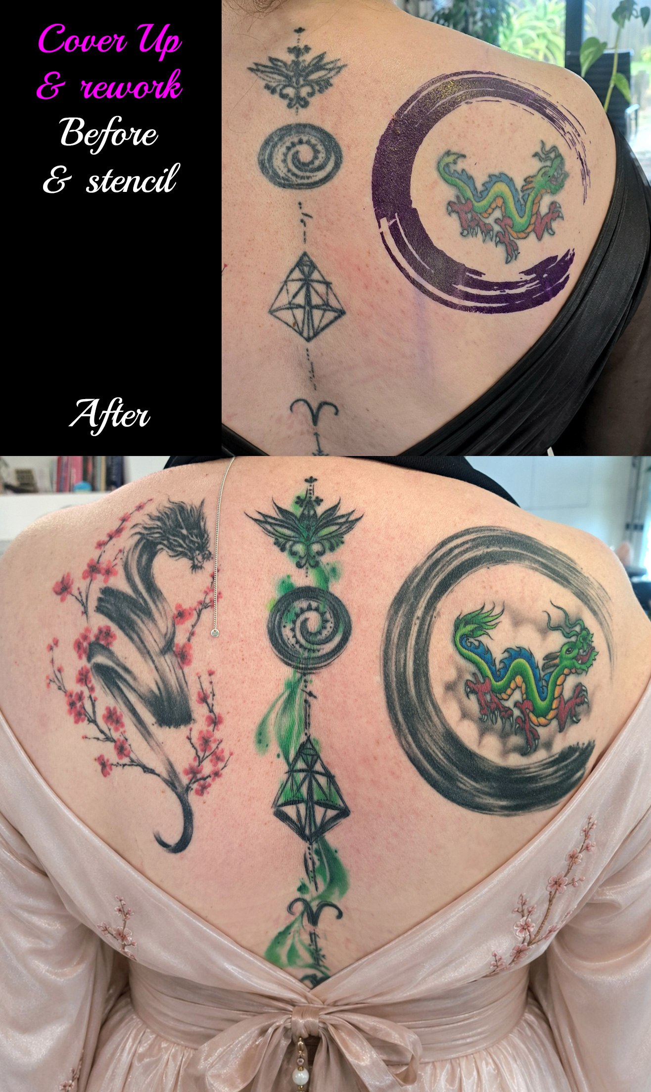 Brushstroke and abstract cover up tattoo