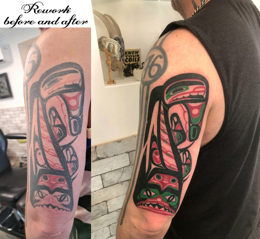 From faded lines to fierce legacy - this Haida rework brings ancestral power back to life in full colour.