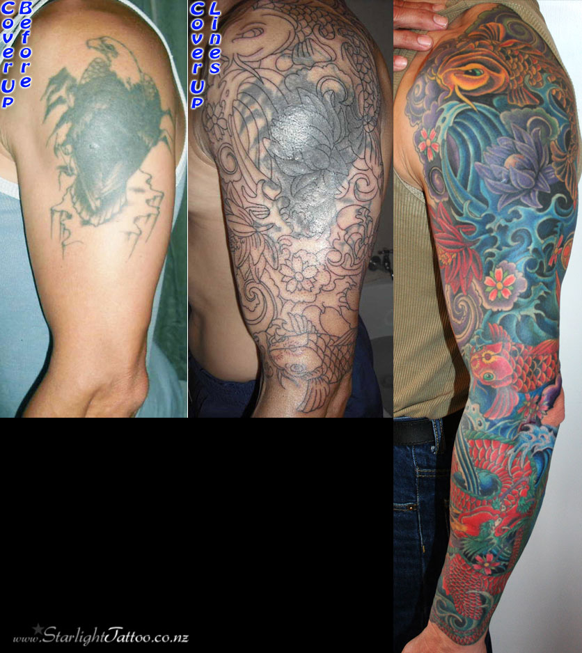 Japanese sleeve cover-up tattoo blending tradition with bold renewal