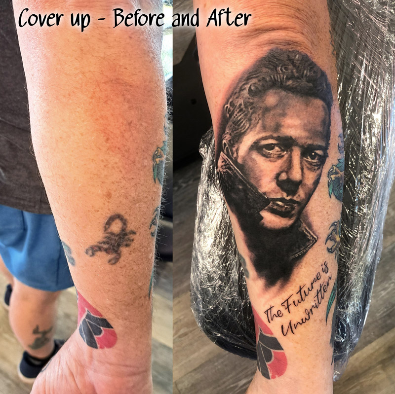Joe Strummer tribute tattoo radiating punk legacy