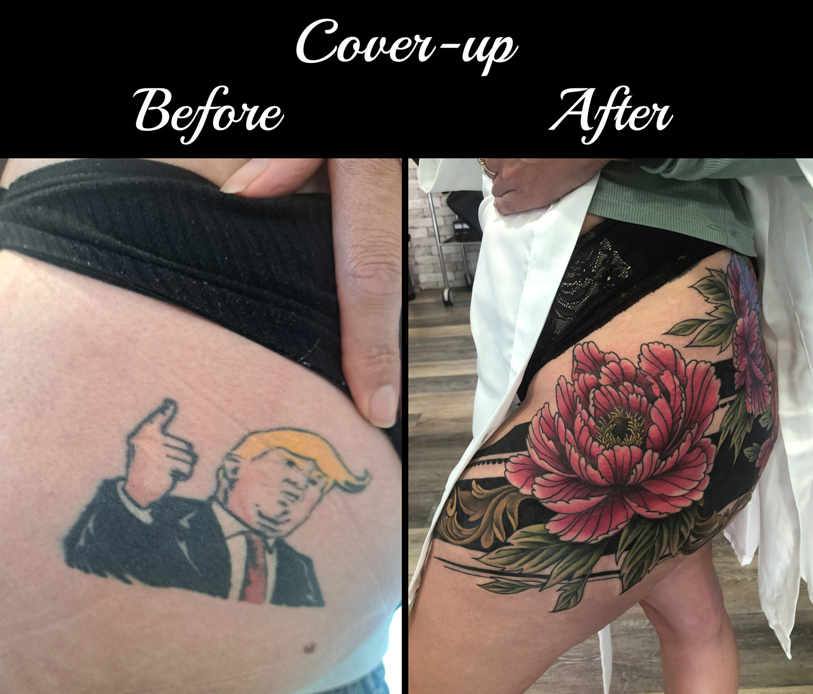 Neo-traditional cover-up.
