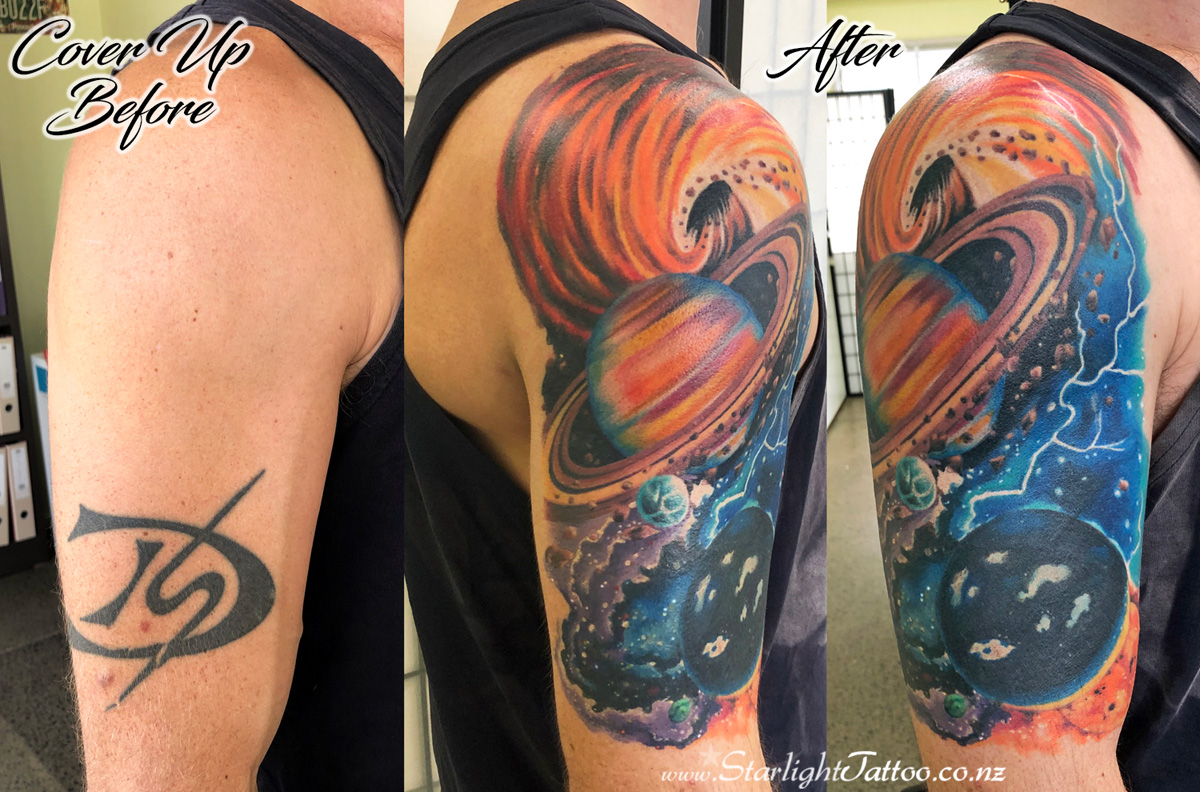 Cosmic tattoo redesign with reimagined constellations