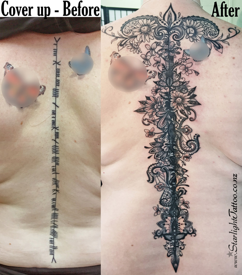 Ornamental spine design flowing upward