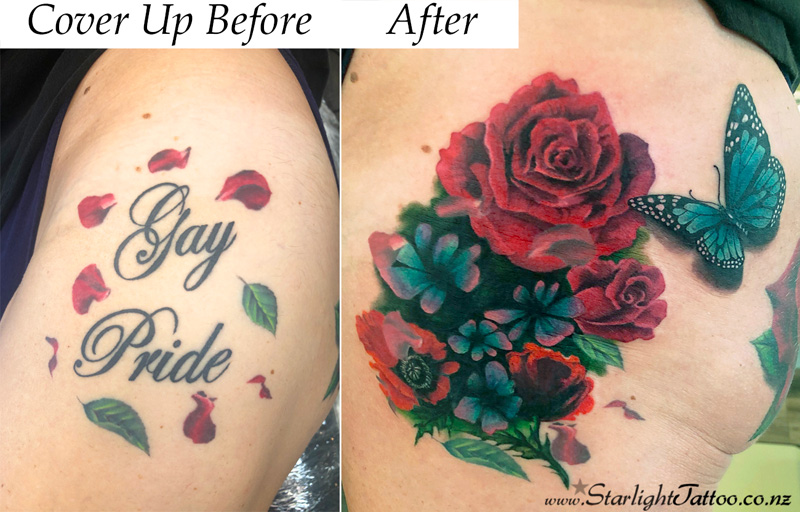 Old text tattoo reworked into flowing design